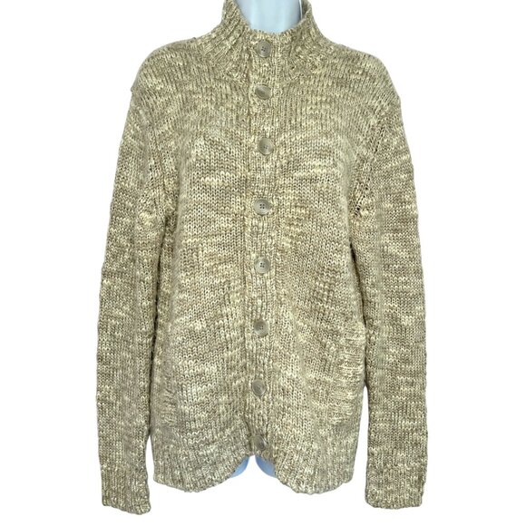 Calvin Klein Chunky Knit Cardigan Sweater Womens M Wool Mohair Cozy Fall Style - Picture 2 of 14
